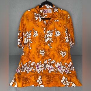 Orange Floral Men's Shirt